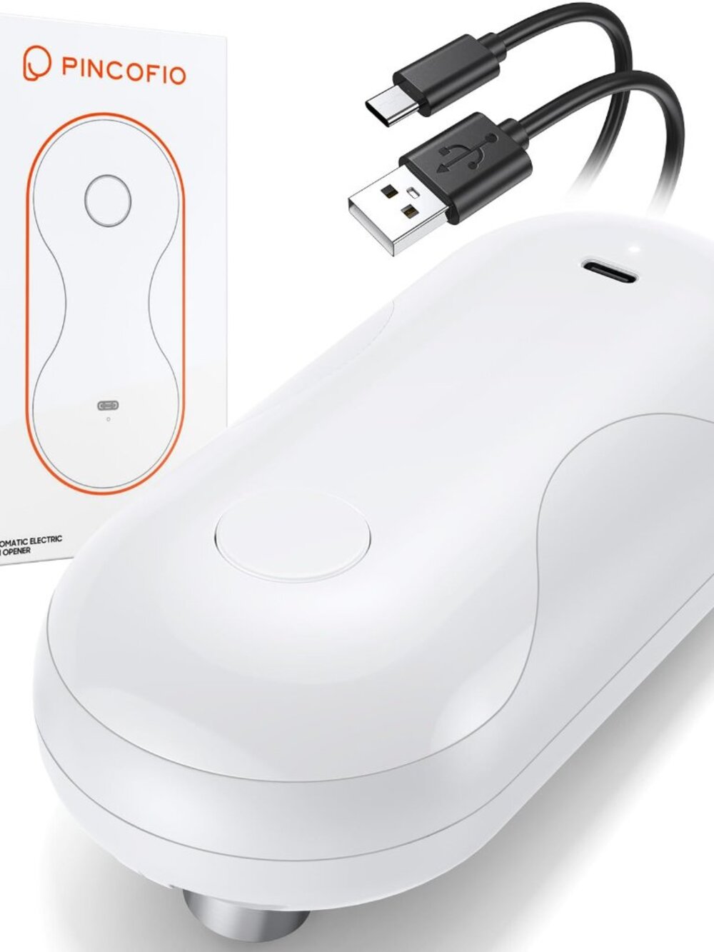 Electric Can Opener, USB-C Rechargeable, Smooth Edge, Hands-Free, Auto-Stop for